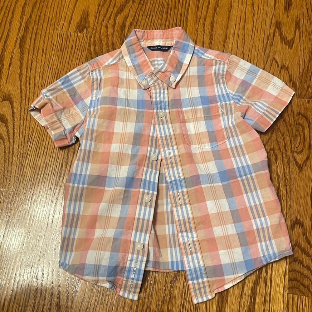 Janie and Jack boys button down plaid shirt